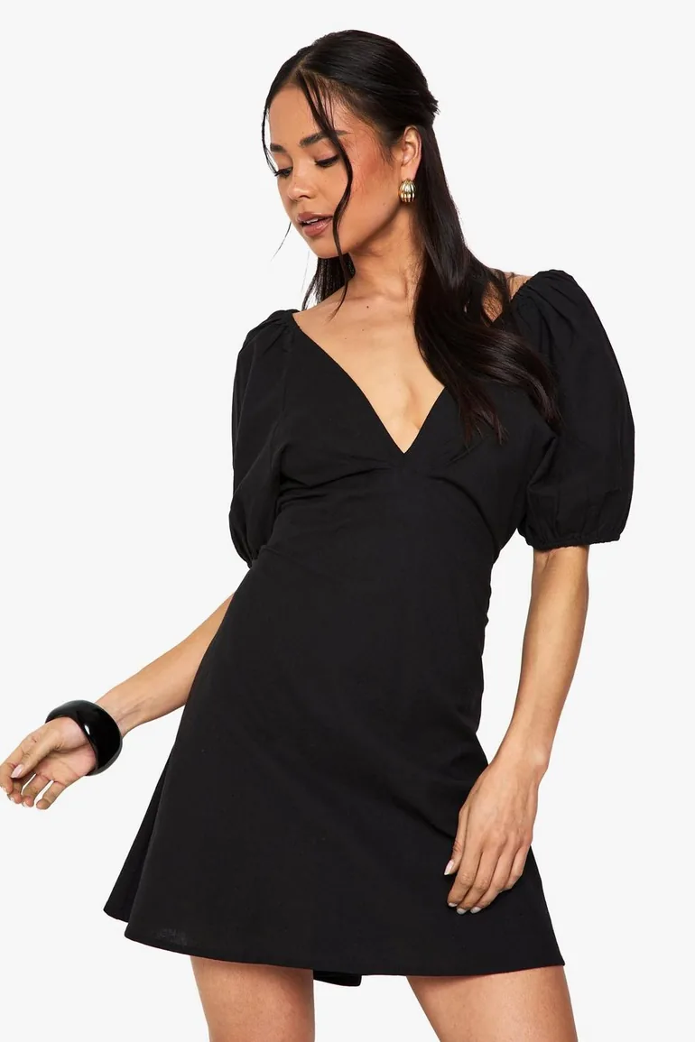black mini dress tie back THE ANNALEE RIBBED MINI SWEATER DRESS IN BROWN – Pink Desert