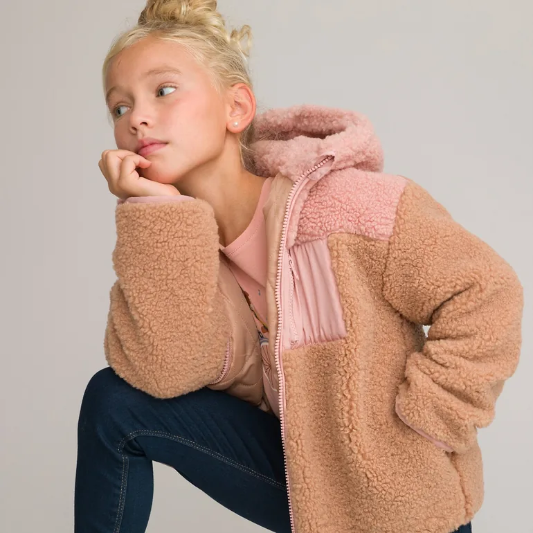 Teddy Faux Fur Jacket with Hood - 1