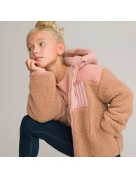 Teddy Faux Fur Jacket with Hood - 1