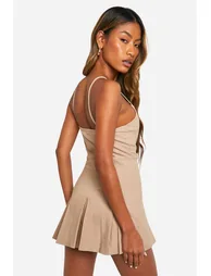 Pinstripe Tennis Skort Playsuit - cream - 2