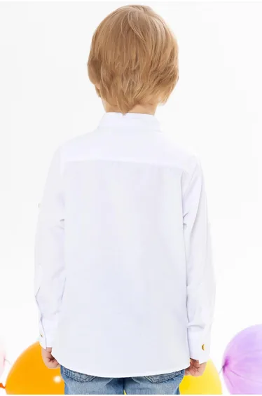 Boys' White Buttoned Shirt with Emblem