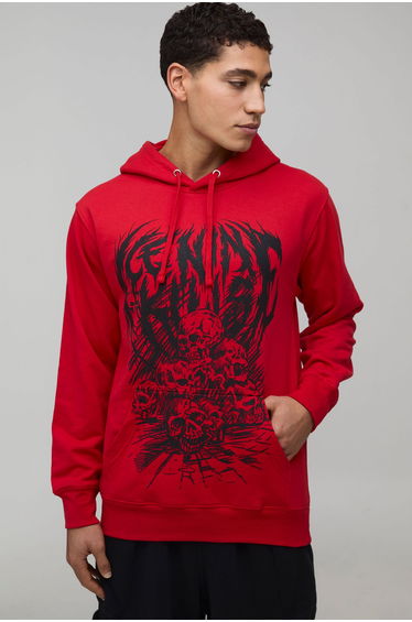Regular Fit Ice Nine Kills License Printed Hoodie - red