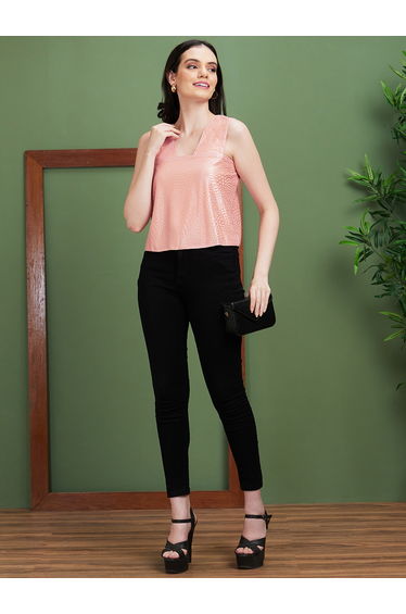 Textured Square Neck Sleeveless Top