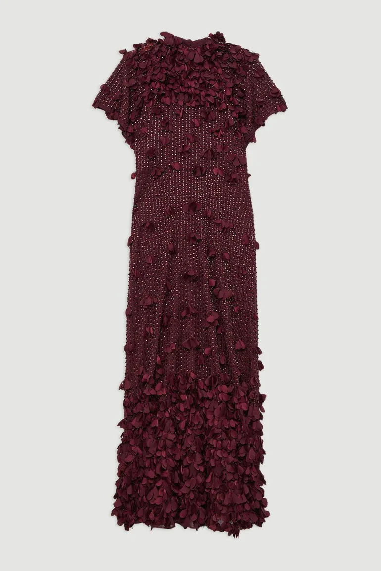 crystal applique angel sleeve woven maxi dress Petite Crystal Applique Angel Sleeve Woven Midaxi Dress