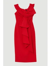 Archive Collection - Tall Bow Detail Asymmetric Off The Shoulder Midaxi Dress - 1