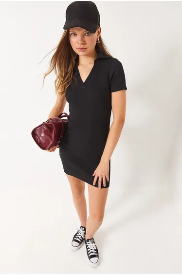 Women's Camisole Polo Neck Mini Basic Dress