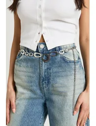 Silver Abstract Chain Belt - silver