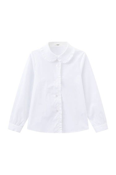 Girls' Long Sleeve Ruffle Collar Shirt
