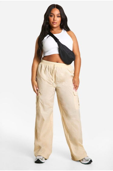 Plus Woven Drawstring Waist Trouser