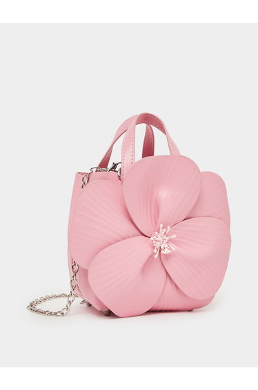 Pink Floral Statement Handbag with Chain Strap