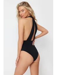 Black Deep Decollete Decollete Swimsuit - 4