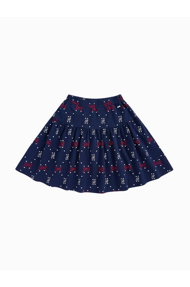 Girls' Short Printed Skirt With Elastic Waist