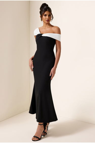 One-Shoulder Sleeveless Midi Dress