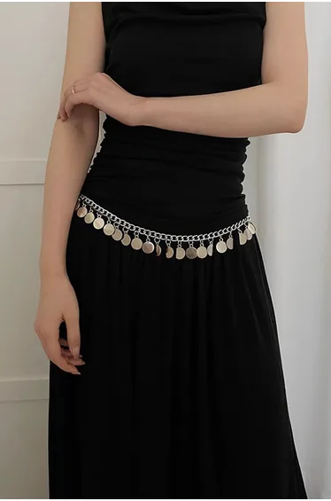 Metallic Disc Fringe Waist Chain