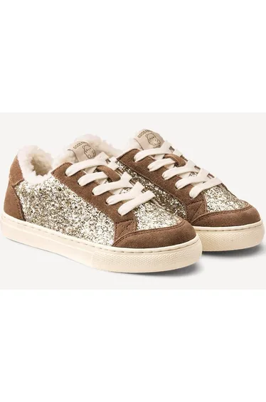 Kids Sequined Faux Fur-Lined Trainers