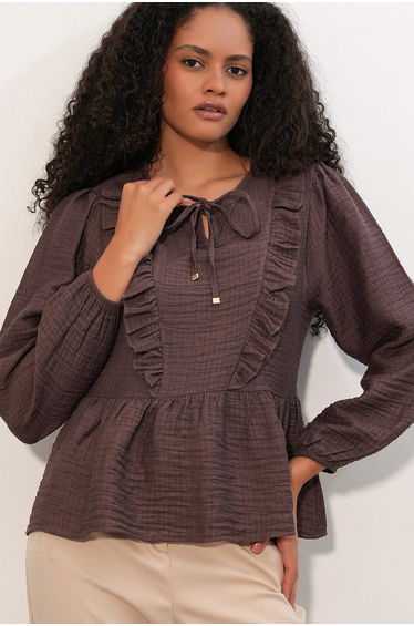 BDART Frilly Woven Blouse With Tie Closure