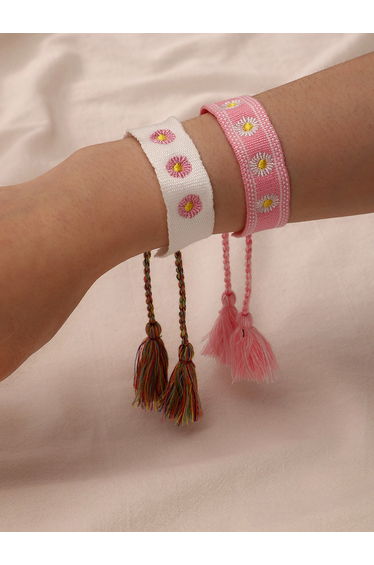 Pack of 2 - Pink Woven Friendship Bracelets