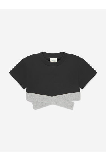 Girls Cropped FF Logo Top in Black