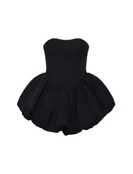 Premium Black Bandeau Puff Ball Dress - 4