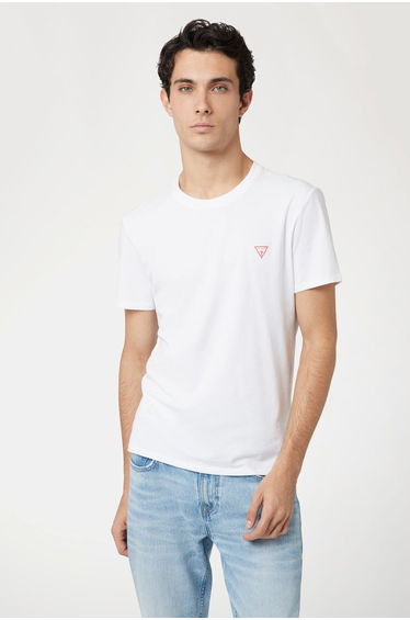 Crew Neck Guess Logo Tee White