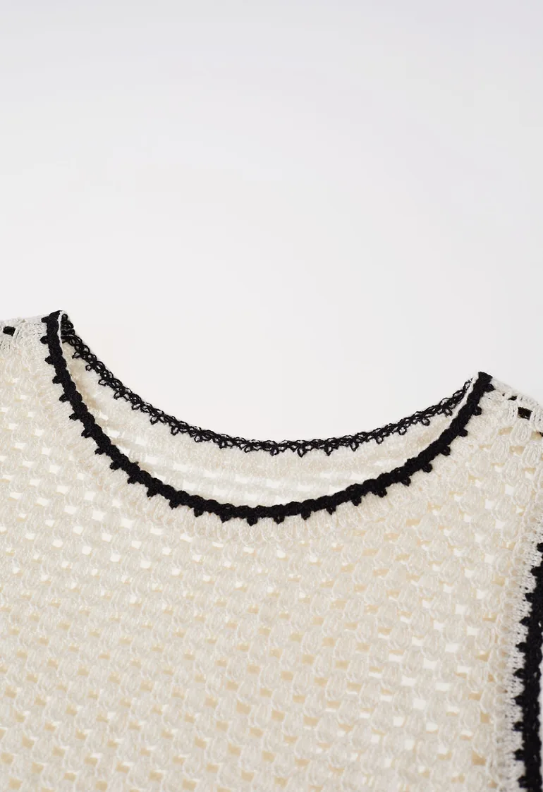 3D Crochet Rose Sleeveless Open-Knit Dress in Ivory for Afternoon Tea & Garden Party - 4
