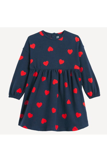 Heart Print Long Sleeve Dress