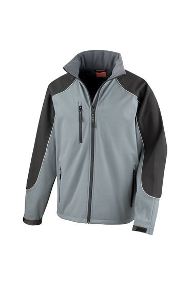 WORK-GUARD by Result Mens Ice Fell Hooded Soft Shell Jacket - Grey/Black
