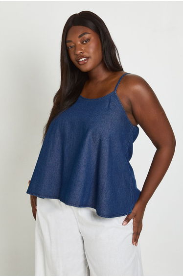 Plus Chambray Swing Cami - indigo