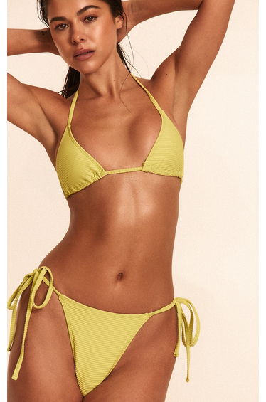 Lime Ribbed Tie Side Bikini Bottoms