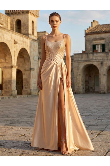Leely Women's Elegant Spaghetti Straps Sleeveless Prom Dress