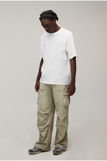 Baggy Fit Cargo Utility Track Pants - stone