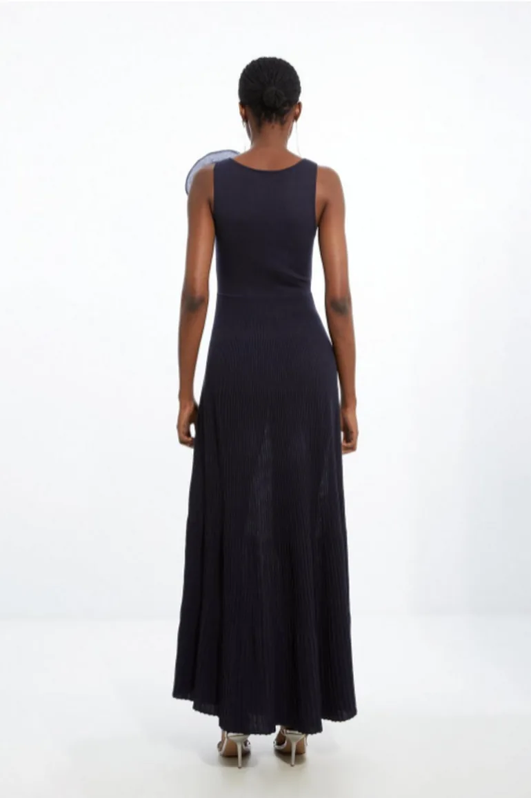 Viscose Blend Corsage Detail Maxi Dress - 3