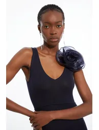 Viscose Blend Corsage Detail Maxi Dress - 1