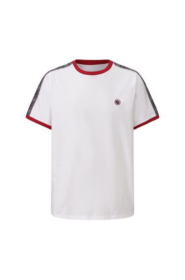 Pretty Green Mens Paisley Logo T-Shirt - White/Red