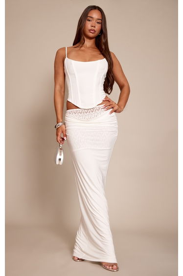 White Woven Boned Thin Straps Corset