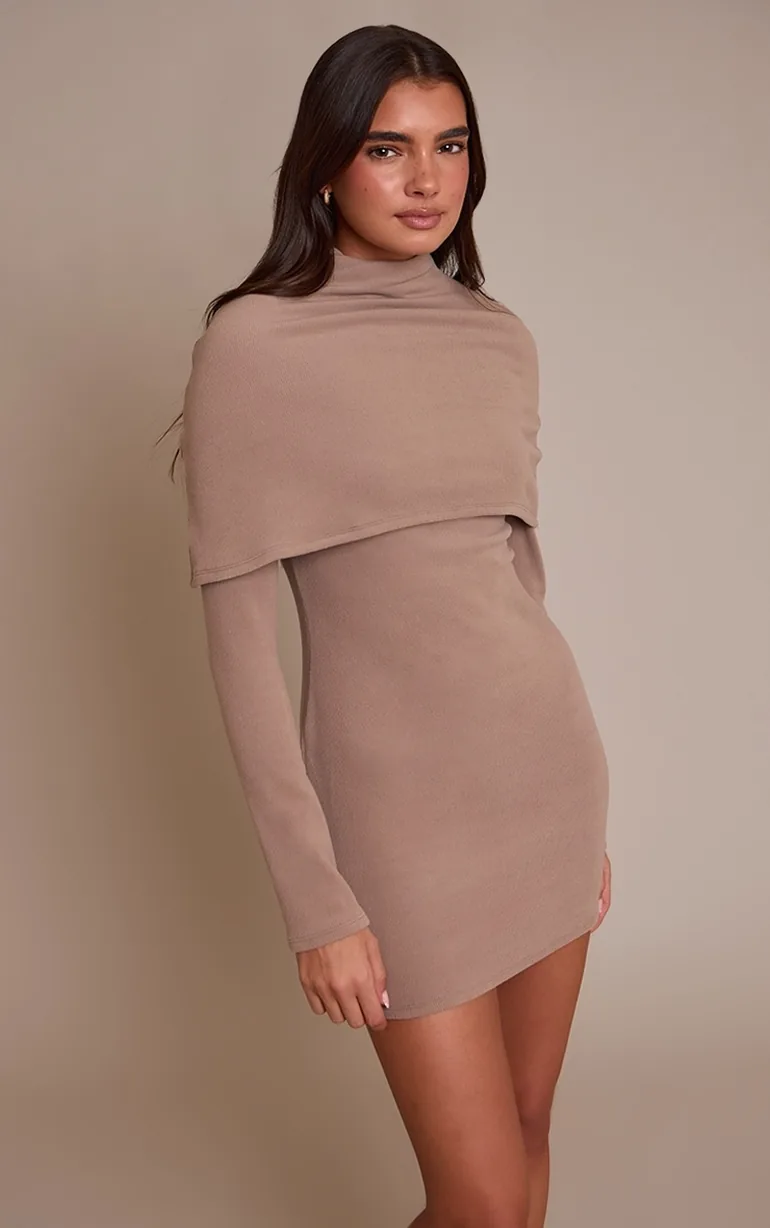 taupe ribbed dress Tell You Everything Taupe Brown Ribbed Sweater Dress  Shop the Mint