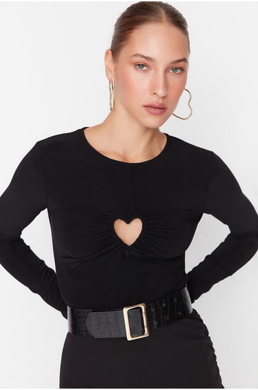 Black Knitted Window/Cut Out Detailed Stud Body