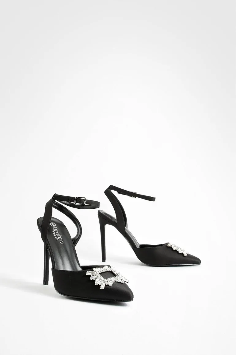 Wide Fit Embellished 2 Part Court Shoes - black - 1