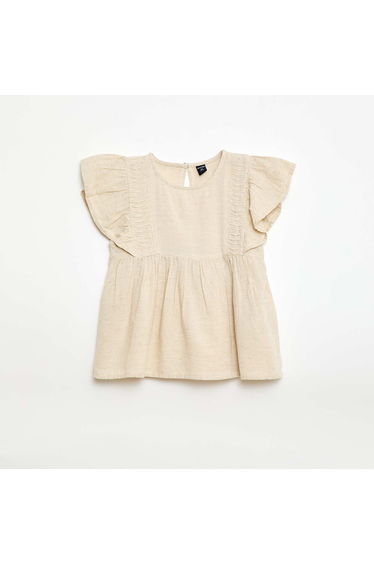 Flowy Linen-Blend Blouse WHITE