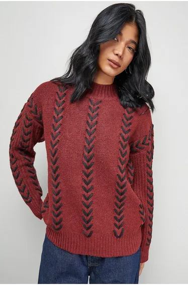 Whipstitch Detail Oversized Jumper