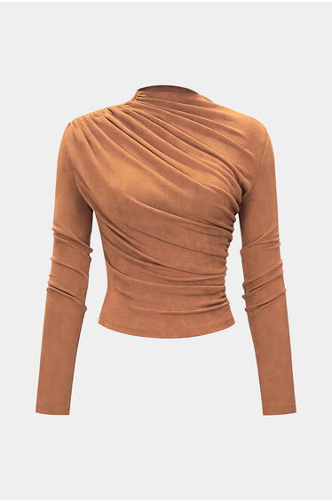 Ruched Wrinkle Long Sleeve Top