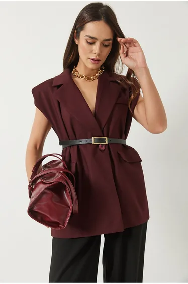 LUCCI Padded Oversized Vest with Shawl Collar