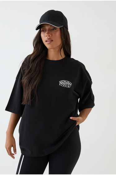 DSGN Studio Polka Dot Bubble Print Oversized T-Shirt - black