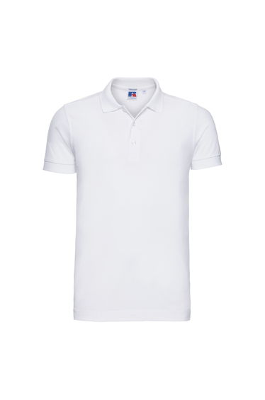 Russell Mens Stretch Short Sleeve Polo Shirt - White