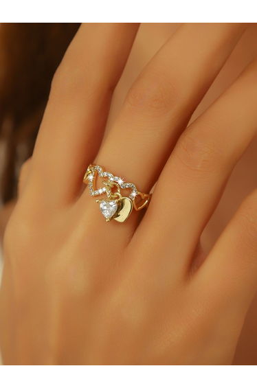 Hollow Heart Shape Drop Ring
