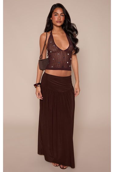 Chocolate Drop Waist Maxi Skirt