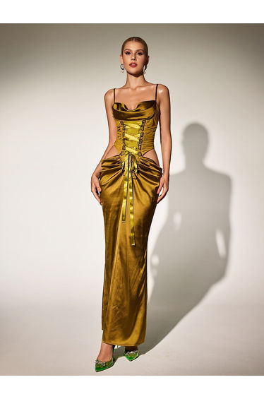 Bellissa Spaghetti Cutout Maxi Dress
