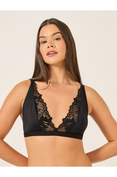 Lace Patchwork Padded Non Wired Bralette Bra