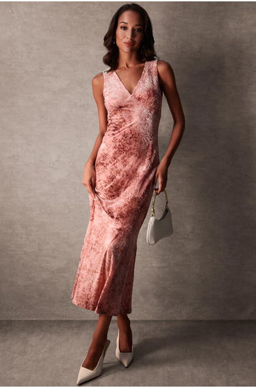Luxe Devore V Neck Maxi Dress