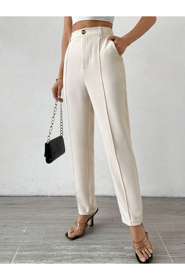 Solid Pocket Detail Skinny Pants